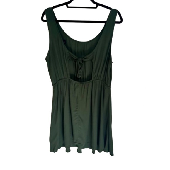 DARK OLIVE GREEN OPEN TIE BACK SLEEVELESS SUMMER DRESS  SIZE XL - Picture 3 of 11